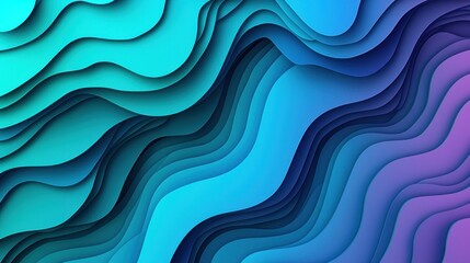 Abstract Wavy Layers: A Symphony of Teal and Purple Hues
