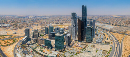 Riyadh Saudi Arabia Financial District Aerial Drone View