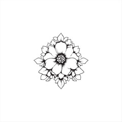 Black silhouette vector illustration of a flower