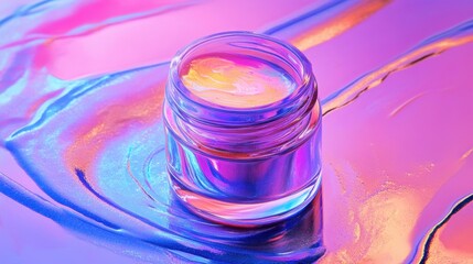 Fototapeta premium Neon liquid marbling with holographic sheen, smooth and dynamic movement, visually striking and futuristic composition