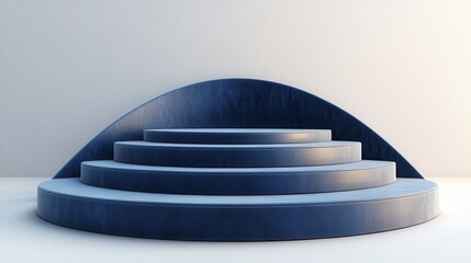 podium pedestal blue for product display isolated on transparent background