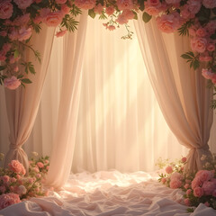 Background for pregnancy, background for wedding, background for photo sessions with delicate flowers and magical light.