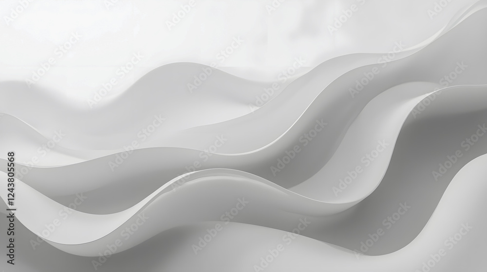 Poster abstract waves in smooth white texture creating a serene and calming background for creative and art
