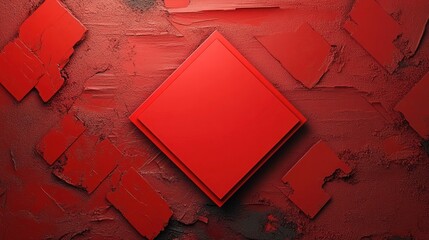 Red diamond platform on textured background