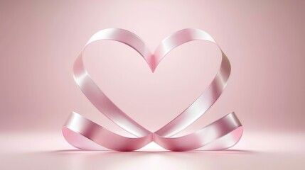 Elegant pink ribbon forming a heart shape.