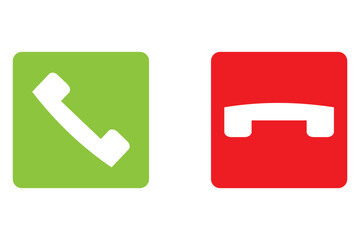 Accept and reject Phone call buttons, Green, red buttons vector, icon set. Phone call icon. Symbol of incoming and outgoing buttons. Calling Phone Answer Decline Button set, Vector Illustration.