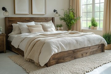 Cozy bedroom design modern home interior natural light aesthetic