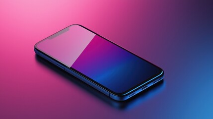 Modern smartphone on vibrant gradient background with reflections