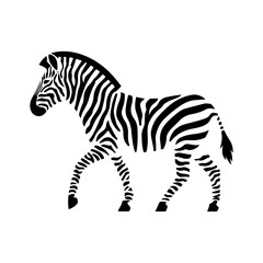 Graceful Zebra Silhouette with Intricate Black and White Stripes