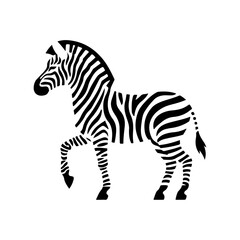 Graceful Zebra Silhouette with Intricate Black and White Stripes