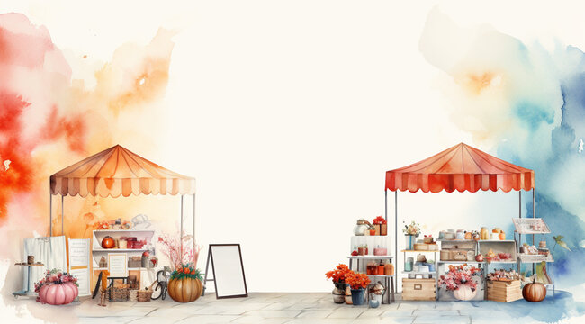 Vibrant and inviting autumn market stall filled with a variety of seasonal products handcrafted items and fall themed for sale at an outdoor festival or Showcasing the vibrant colors textures
