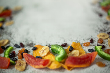 mix of seed nuts and dried fruits on the table