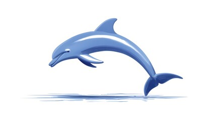 Fototapeta premium Vibrant Blue Dolphin Leaping Above Calm Waters in Clean Environment