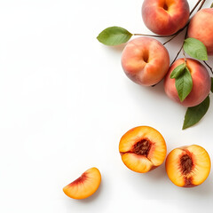 fresh peaches isolated on white