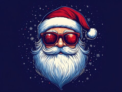 Cool Santa Claus wearing sunglasses.