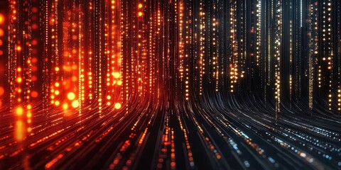 This captivating digital backdrop is perfect for showcasing technology processes like neural networks and data transfer, ideal for educational purposes and engaging presentations on tech trends