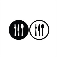 fork, spoon and knife black icon concept. Plate, fork, spoon and knife vector illustration, symbol, sign, fork, spoon knife Icon