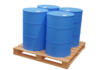 Fuel tank Barrels on Wooden Pallet - 3D render