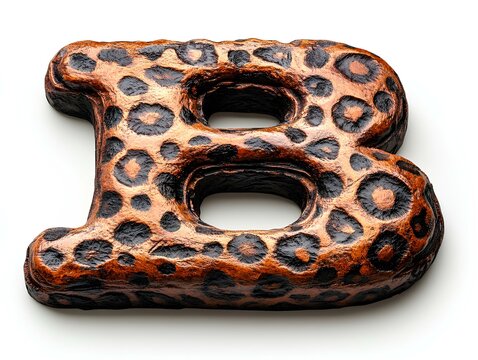 Leather letter B uppercase. 3D render Illustration