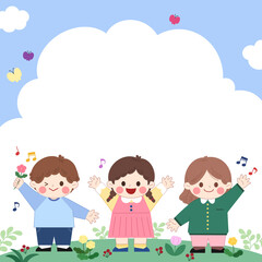 Naklejka premium children with a card