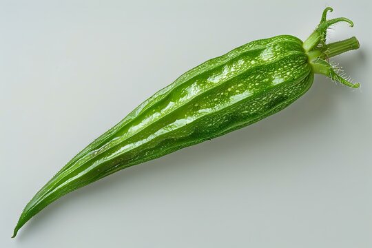 Fresh green pointed gourd vegetable isolated on light background, perfect for healthy eating and cooking projects, natural organic produce.