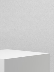 White box with concrete wall, Space for product presentation display. 3D illustration
