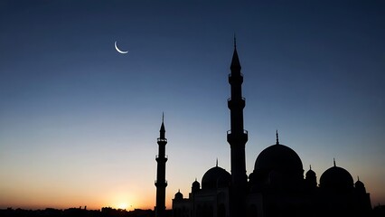 Striking Mosque Silhouette at Dusk A Symbol for Business Growth