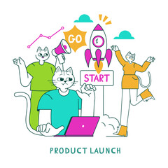 Product Launch. Flat Vector Illustration