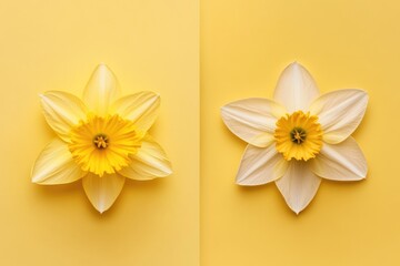 Obraz premium Yellow Daffodil and Welsh Flag Beautifully Arranged on a Smooth Pastel Yellow Surface for a Minimalist Design