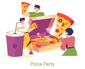 National Pizza Day. Flat Vector Illustration