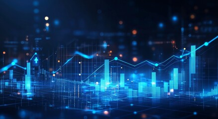 Digital finance growth, city background, data analysis, market trends