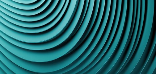 Obraz premium Teal circular wave pattern with dynamic gradient lighting, evoking a sense of depth and motion, perfect for tech or corporate themes