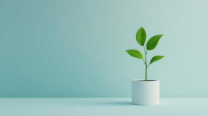 Minimalist depiction of a bioengineered seed sprouting in a white void