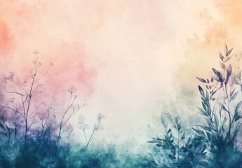 A serene front page border design with soft watercolor effects and gentle hues