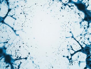 Obraz premium Simplified neuron connections in glowing blue against a white minimalist space