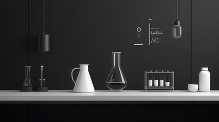 Monochrome minimalistic depiction of futuristic bio labs