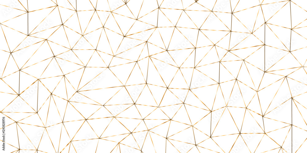 Poster Geometric low poly graphic. Background of triangular facets. editable stroke width, golden gradient abstract triangle seamless pattern from network triangular cells, wallpaper background design.	