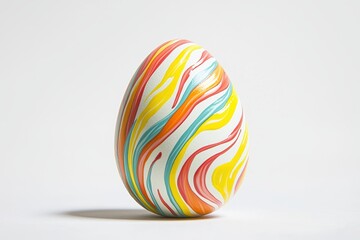 Happy Easter tradition. Colorful, swirled decorative egg on a clean background.