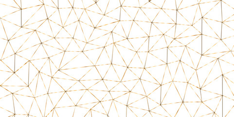 Geometric low poly graphic. Background of triangular facets. editable stroke width, golden gradient abstract triangle seamless pattern from network triangular cells, wallpaper background design.	