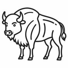 Fototapeta premium Simple a Bison line art vector white background