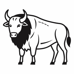 Simple a Bison line art vector white background