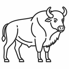 Simple a Bison line art vector white background