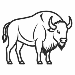 Simple a Bison line art vector white background