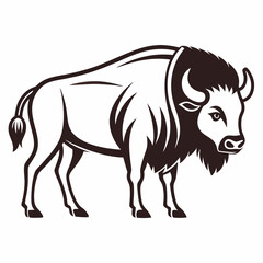 Simple a Bison line art vector white background