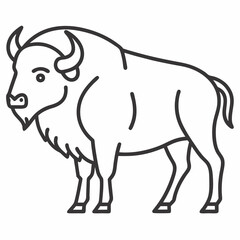 Simple a Bison line art vector white background