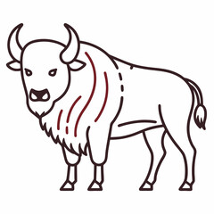 Simple a Bison line art vector white background