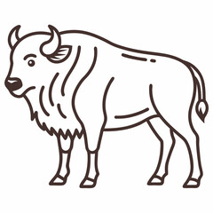 Simple a Bison line art vector white background