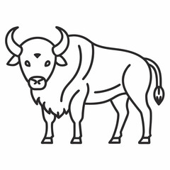 Simple a Bison line art vector white background