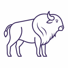 Simple a Bison line art vector white background