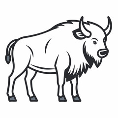 Fototapeta premium Simple a Bison line art vector white background